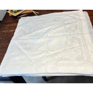 Vintage White Damask Cloth Napkins Set Of 5 Floral Pattern Elegant Table Linens